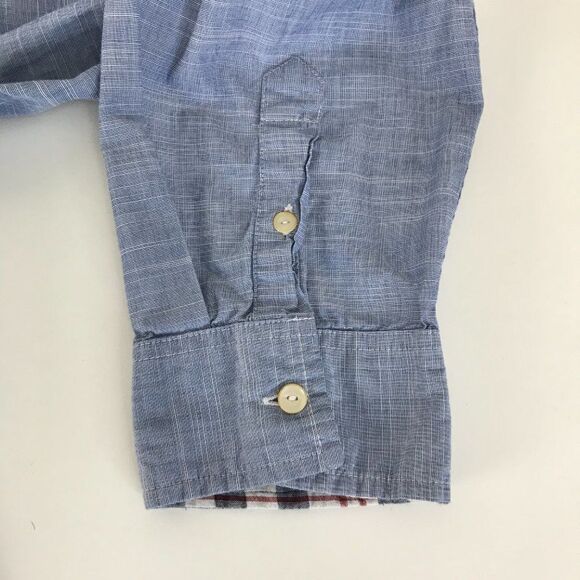 Quiksilver Button Up Shirt Men's XL Long Sleeve 100% Cotton Blue Casual - Picture 3 of 9